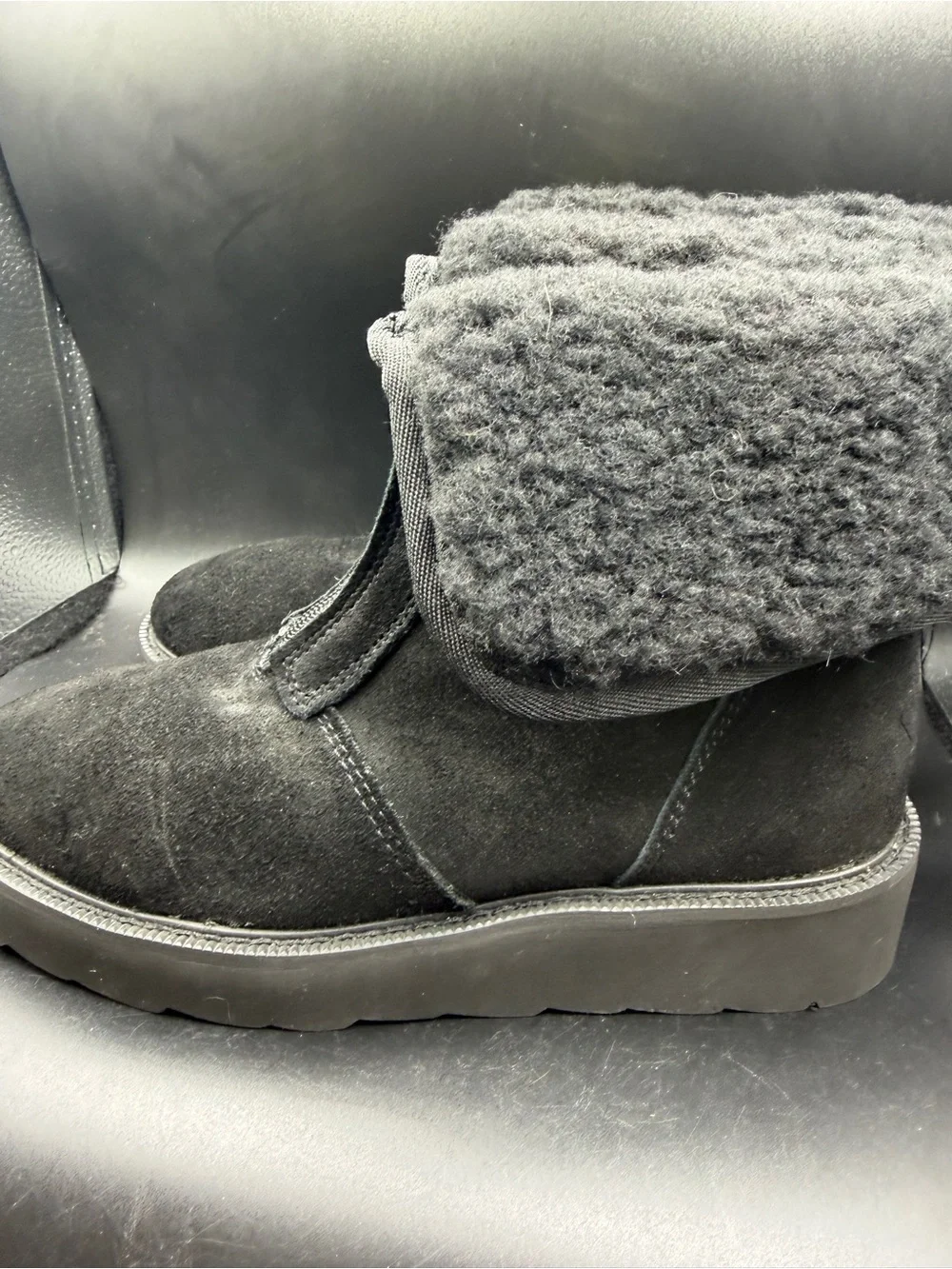 Women’s Black Suede Shearling-Lined Winter Boots